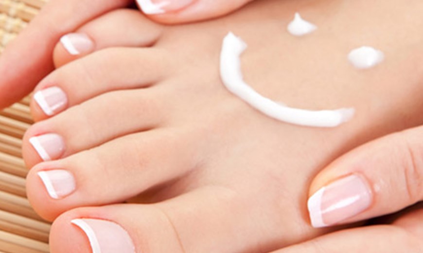 cream in shape of a smile on foot